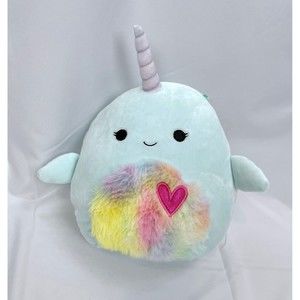 New Squishmallows 8” Valentines Day Niema Narwal Plush Fuzzy Belly